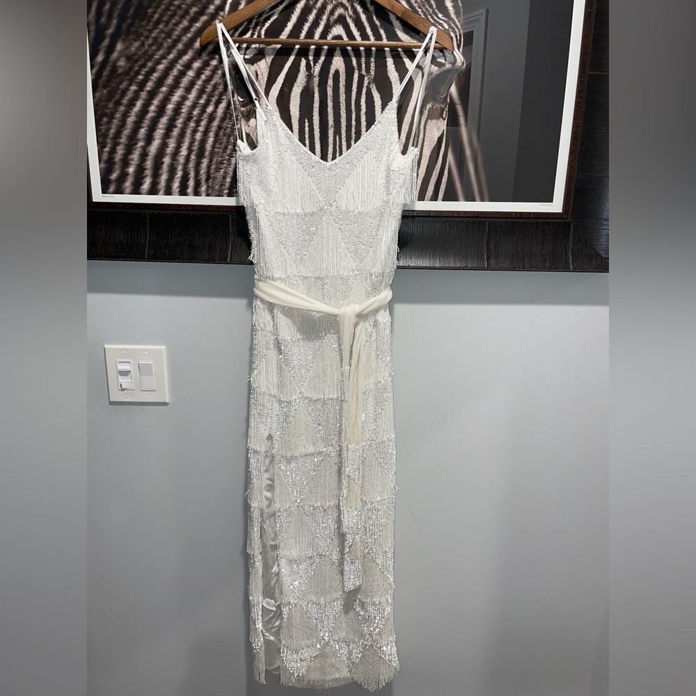 NWT Retrofete White Hand Beaded Dress